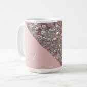 Elegante Roségold-Monogramm Kaffeetasse (Vorderseite Links)