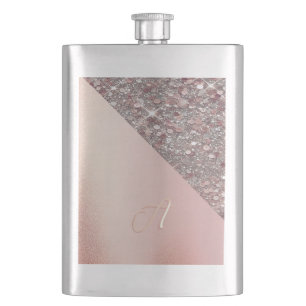 Elegante Roségold-Monogramm-Klassische-Flasche Flachmann