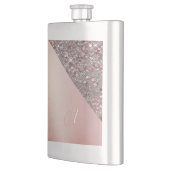 Elegante Roségold-Monogramm-Klassische-Flasche Flachmann (Links)
