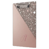 Elegante Roségold-Monogramm-Mappe Klemmbrett (Links)