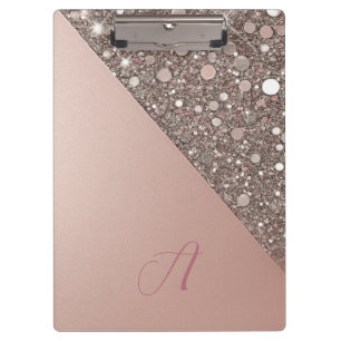 Elegante Roségold-Monogramm-Mappe Klemmbrett