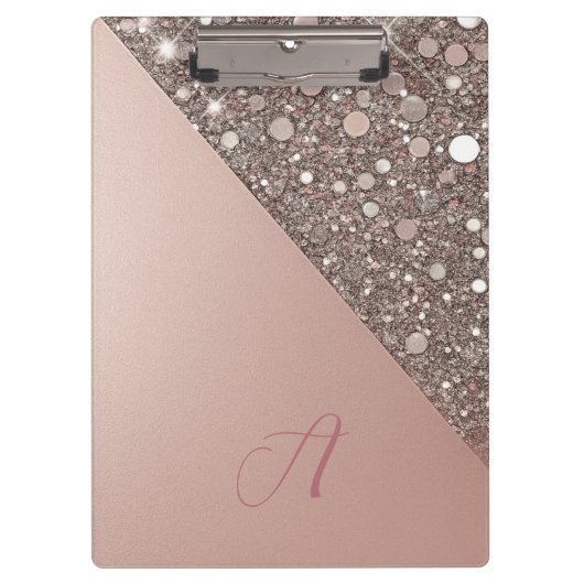 Elegante Roségold-Monogramm-Mappe Klemmbrett (Vorderseite)