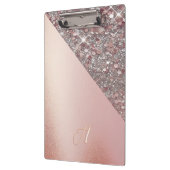 Elegante Roségold-Monogramm-Mappe Klemmbrett (Links)