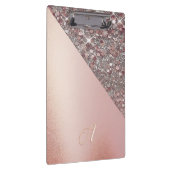 Elegante Roségold-Monogramm-Mappe Klemmbrett (Rechts)