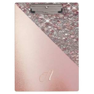 Elegante Roségold-Monogramm-Mappe Klemmbrett