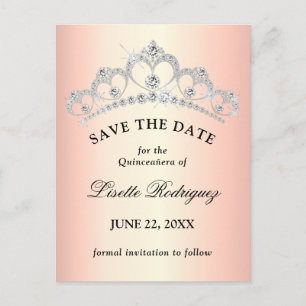 Elegante Roségold Quinceanera Save The Date Postkarte