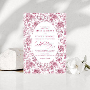 Elegante Roségold-Toile-Rosen-Muster-Hochzeit Boho Einladung
