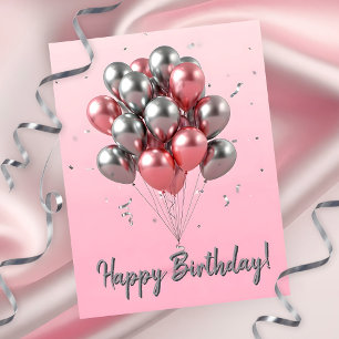 Elegante roségold- und silberne Luftballons zum Ge Postkarte