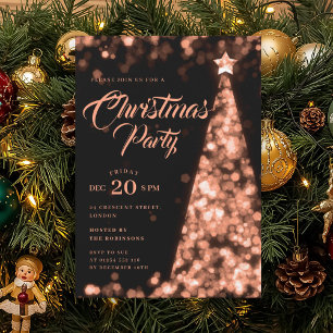 Elegante Roségold-Weihnachtsbaum-Festtags-  Einladung