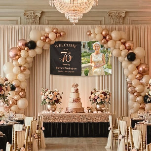 Elegante Roségoldene 70. Geburtstagsfeier Begrüßun Banner