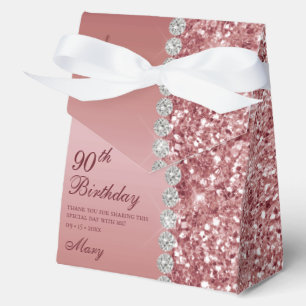 Elegante Roségoldene 90. Geburtstags Geschenkschachtel