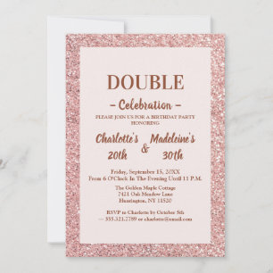 Elegante roségoldene Glitter-Geburtstagsfeier für  Einladung