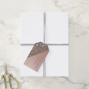 Elegante Roségoldene Hochzeitsdusche Geschenkanhänger