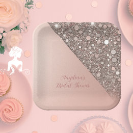 Elegante Roségoldene Hochzeitsparty Pappteller