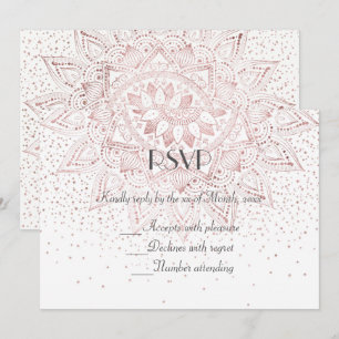 Elegante roségoldene Mandala-Konfetti-Hochzeitssam Einladung