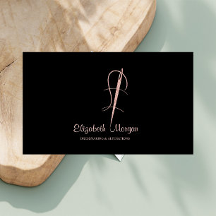 Elegante roségoldene Nähnadel für Änderungen Visitenkarte