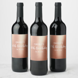 Elegante Roségoldfolie Geburtstagsfeier jedes Alte Weinetikett