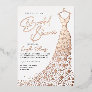 Elegante roségoldfolie Hochzeitsdusche Folieneinladung