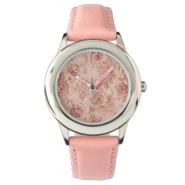 Elegante Rosen Blumen Muster, Rosen Gold Armbanduhr