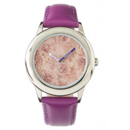 Elegante Rosen Blumen Muster, Rosen Gold Armbanduhr