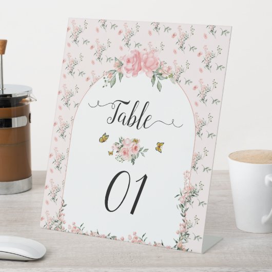 Elegante Rosen & Butterflies Kinderdusche Sockelschild (In Situ)