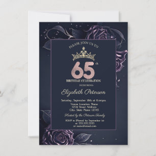 Elegante Rosen Dunkler Gotischer 65. Geburtstag Einladung