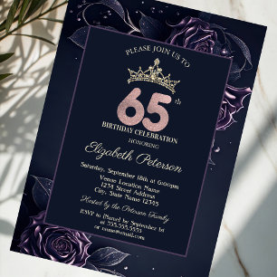 Elegante Rosen Dunkler Gotischer 65. Geburtstag Einladung
