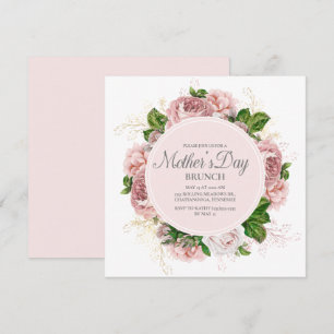 Elegante Rosen Erröten Rosa Blumen Weiße Muttertag Einladung