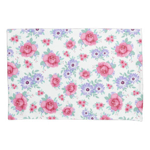 Elegante Rosen Floral Rosa Lila Weiß Muster Kissenbezug