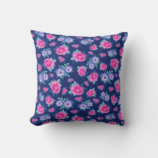 Elegante Rosen Florales Rosa Lila Blau Muster Kissen