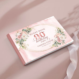 Elegante Rosen-Gold-Grünpflanzen-Blumen 90. Geburt Gästebuch