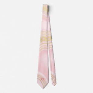 Elegante Rosen-Gold-Marmor-Muster-Initialen Krawatte