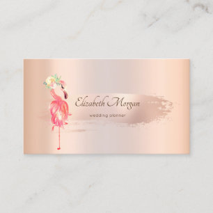 Elegante Rosen-Gold-Pinselstrich, Flamingos Geschä Visitenkarte