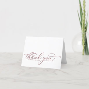 Elegante Rosen-Gold-Schrift Hochzeits-Dankeskarten Dankeskarte