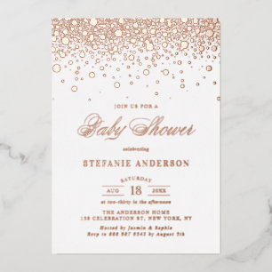 Elegante Rosen-Goldfolie-Confetti-Punkte-Baby-Part Folieneinladung