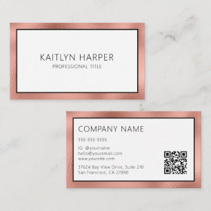 Elegante Rosen-Goldfolie mit QR-Code Visitenkarte