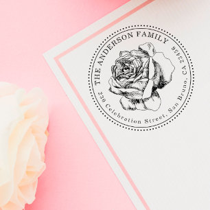 Elegante Rosen-Illustrations-runde Gummistempel