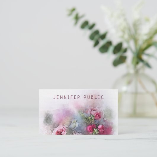 Elegante Rosen in der Watercolor-u. Visitenkarte (Stehend Vorderseite)