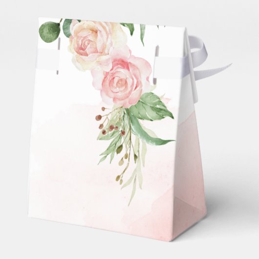 Elegante Rosen in Rosa, ein Mädchen, das duscht Geschenkschachtel (Rückseite)