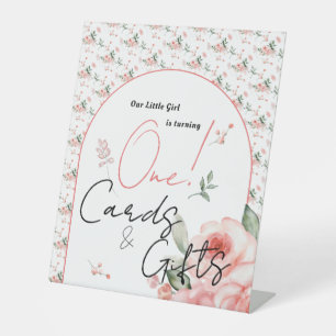 Elegante Rosen Mädchen 1. Geburtstagskarten & Gesc Sockelschild