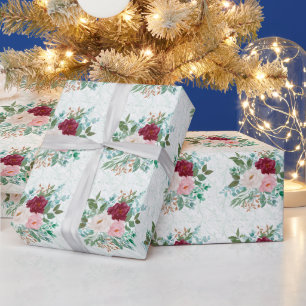 Elegante Rosen & Minze Geschenkpapier