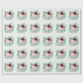 Elegante Rosen & Minze Geschenkpapier (Flach)