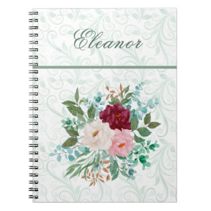 Elegante Rosen & Minze Personalisiert Notizblock