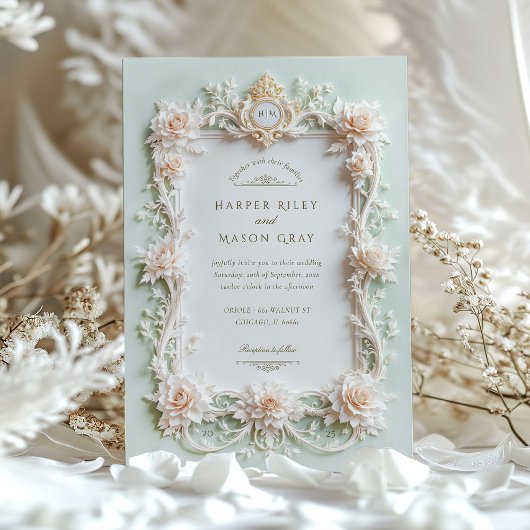 Elegante Rosen mit Imitats Gold Einladung