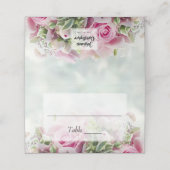 Elegante Rosen & Peony Buds Aquamarine Hochzeit Platzkarte (Außenseite Aufgefaltet)