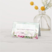 Elegante Rosen & Peony Buds Aquamarine Hochzeit Platzkarte (Vorderseite)