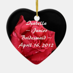 Elegante Rosen-personalisierte Juniorbrautjungfer Keramik Ornament