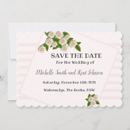 Elegante Rosen Rosen Rosa Save the Date Rosa Rosa (Vorderseite)