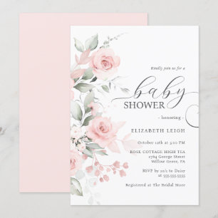 Elegante Rosen-Schmollmund-Rosa-Baby-Party Einladung