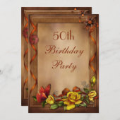 Elegante Rosen u. Schmetterlings-50. Einladung (Vorne/Hinten)